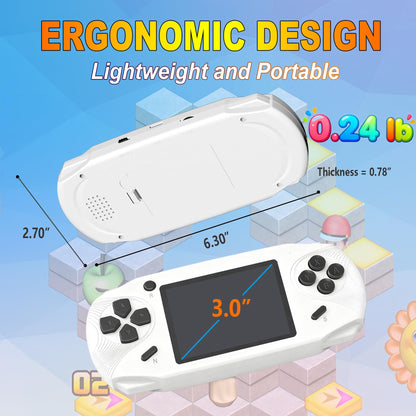 Beijue 16 Bit Handheld Games for Kids Preloaded 220 Retro Video Games, Red | 3.0" HD Screen, Rich Gameplay,USB-C Rechargeable, 6+Hrs Play, Portable Travel Toy for Car Flights,Boys Girls Birthdays Gift