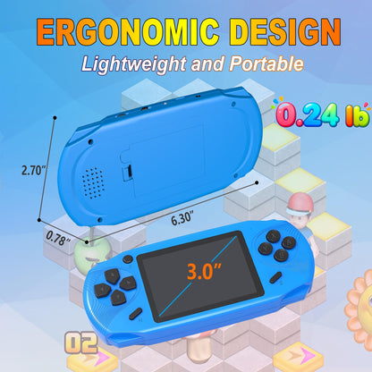Beijue 16 Bit Handheld Games for Kids Preloaded 220 Retro Video Games, Red | 3.0" HD Screen, Rich Gameplay,USB-C Rechargeable, 6+Hrs Play, Portable Travel Toy for Car Flights,Boys Girls Birthdays Gift