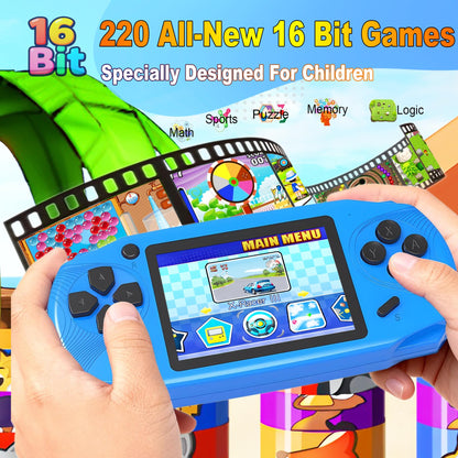 Beijue 16 Bit Handheld Games for Kids Preloaded 220 Retro Video Games, Red | 3.0" HD Screen, Rich Gameplay,USB-C Rechargeable, 6+Hrs Play, Portable Travel Toy for Car Flights,Boys Girls Birthdays Gift