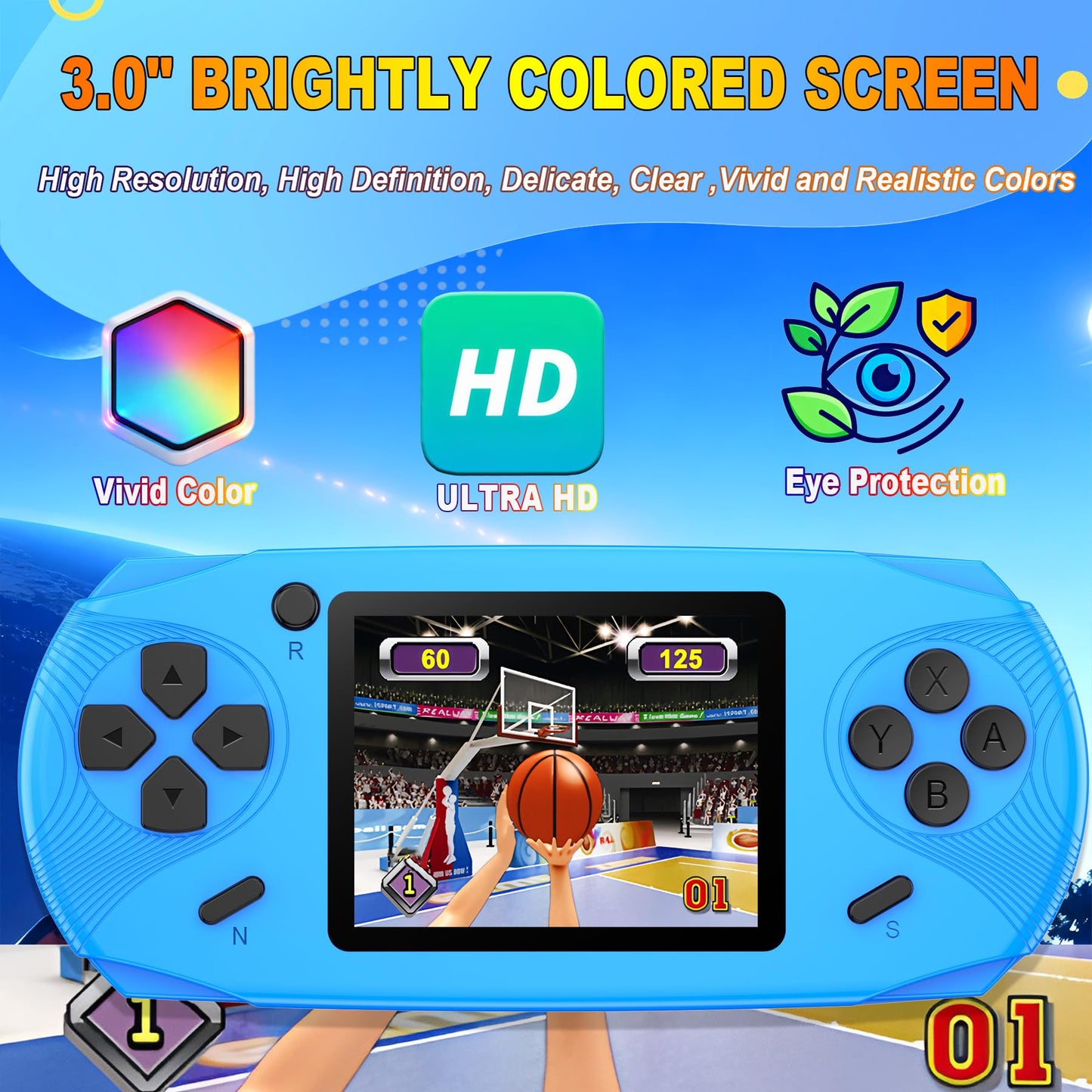 Beijue 16 Bit Handheld Games for Kids Preloaded 220 Retro Video Games, Red | 3.0" HD Screen, Rich Gameplay,USB-C Rechargeable, 6+Hrs Play, Portable Travel Toy for Car Flights,Boys Girls Birthdays Gift